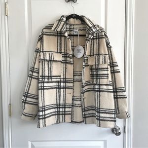 Princess Polly Melda Jacket Check in Beige / Black